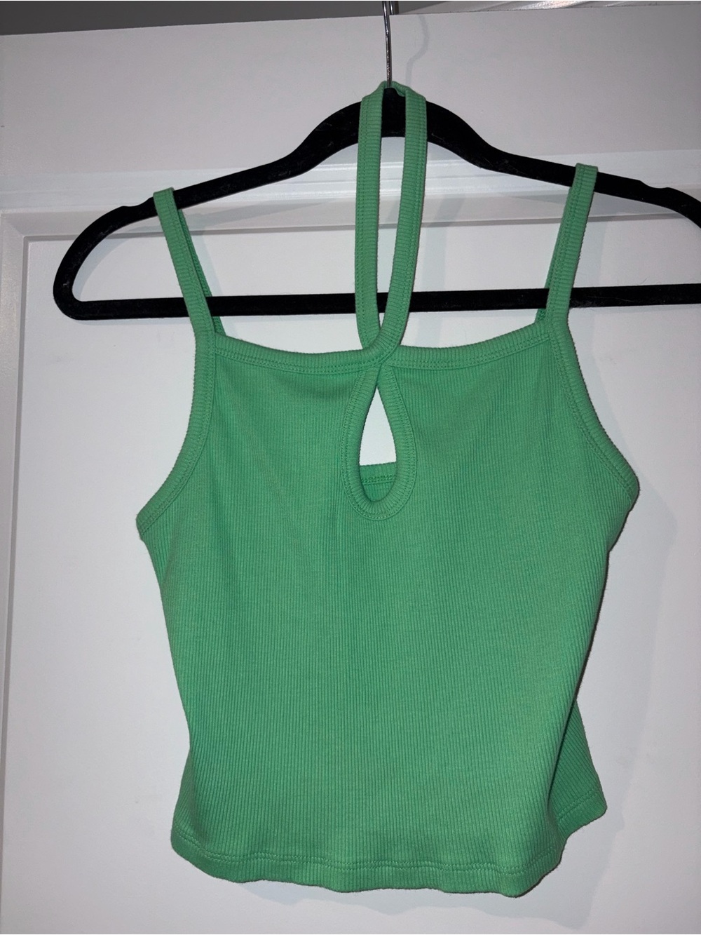 American Eagle Outfitters Mint Green Ribbed Keyhole Tank Top